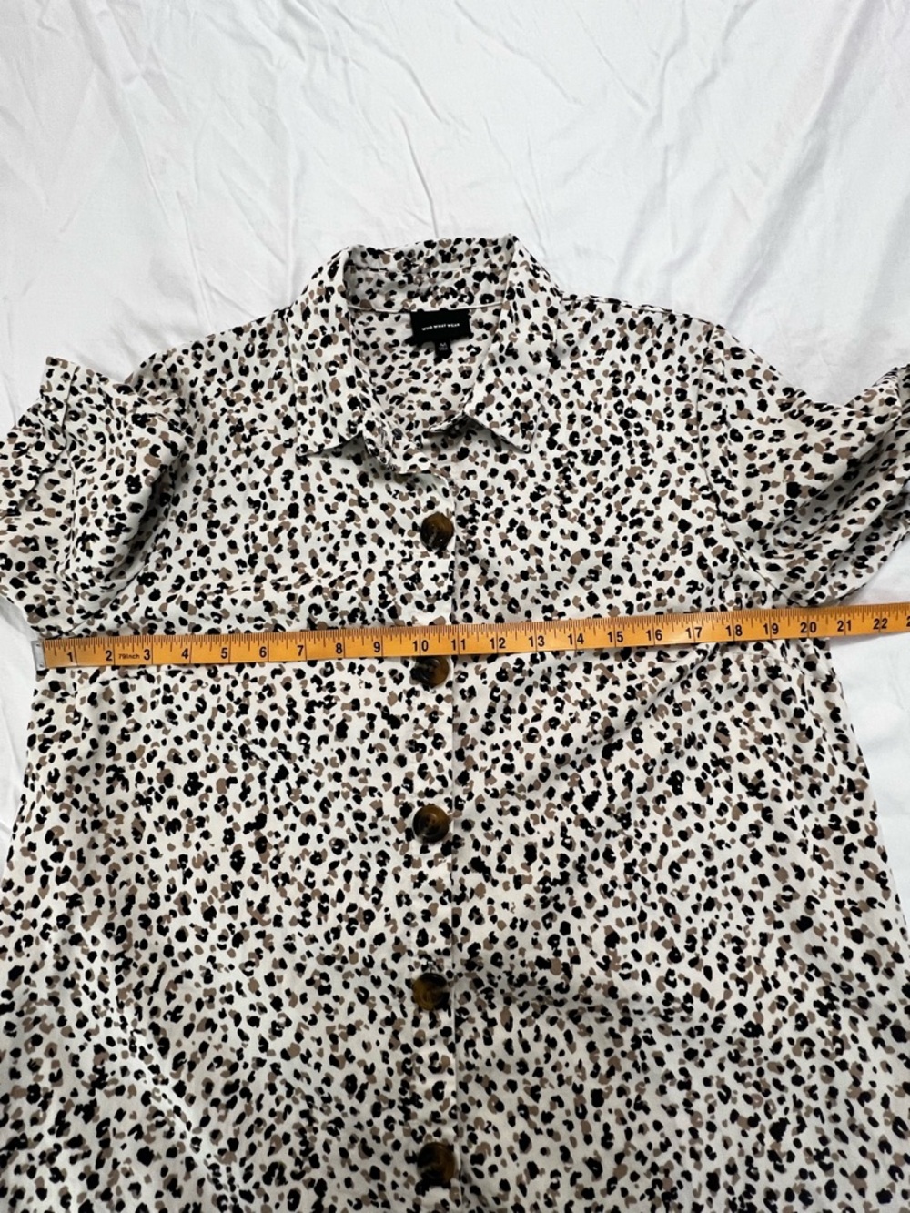 Who What Wear Leopard Print Button Front Shirt Dress Cotton Short Sleeve M - Picture 4 of 7
